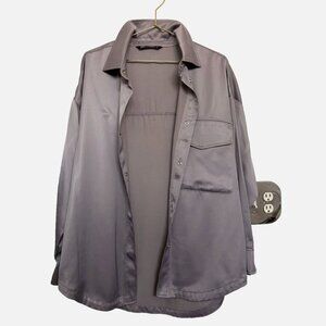 ZARA Silver grey shacket shirt jacket oversize size S Women shirt